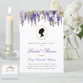 Convite Chá de Noiva Floral Vintage Regência Wisteria
