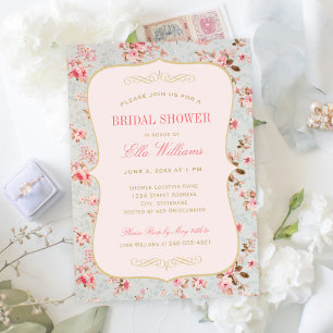 Convite Chá de Noiva Floral Vintage Shabby Chic