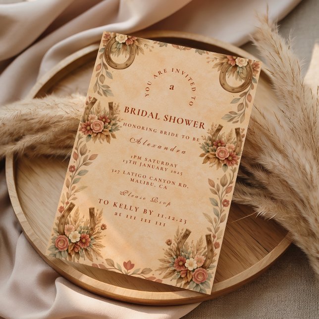 Convite Chá de Noiva Floral Western Rústico (Criador carregado)