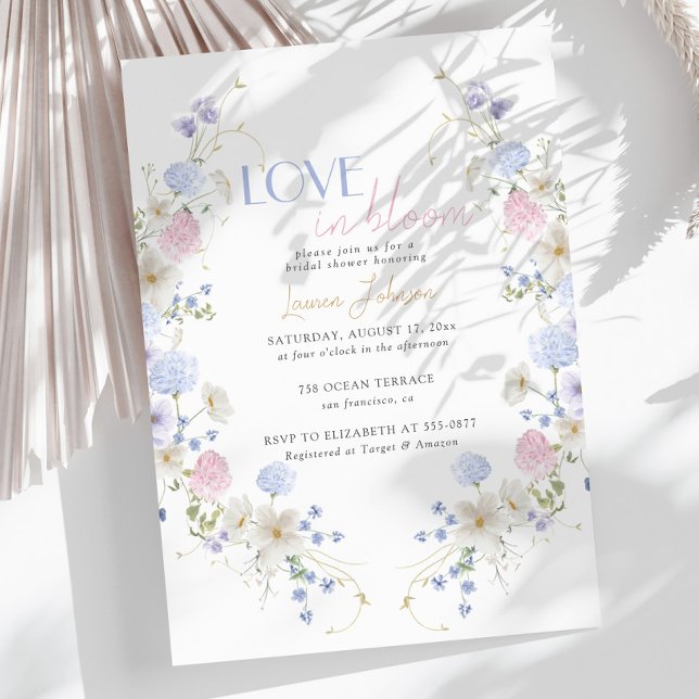 Convite Chá de Noiva Flores Silvestres da Primavera Love i (Criador carregado)