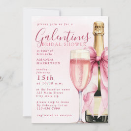 Convite Chá de Noiva Galentines em Aquarela com Champanhe