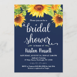 Convite Chá de Noiva Girassol Marinho