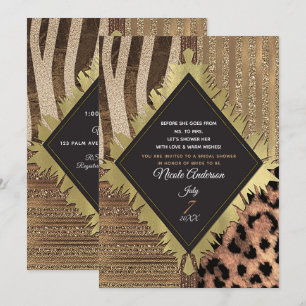 Convite Chá de Noiva Glamouroso Safari Leoa