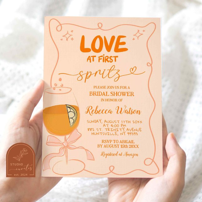 Convite Chá de Noiva Hand drawn Love at First Spritz (Criador carregado)