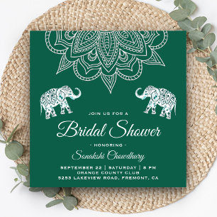 Convite Chá de Noiva Indiano Mandala Verde Elegante