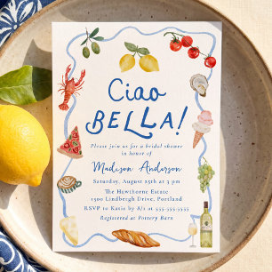 Convite Chá de Noiva Italiano de Verão Ciao Bella