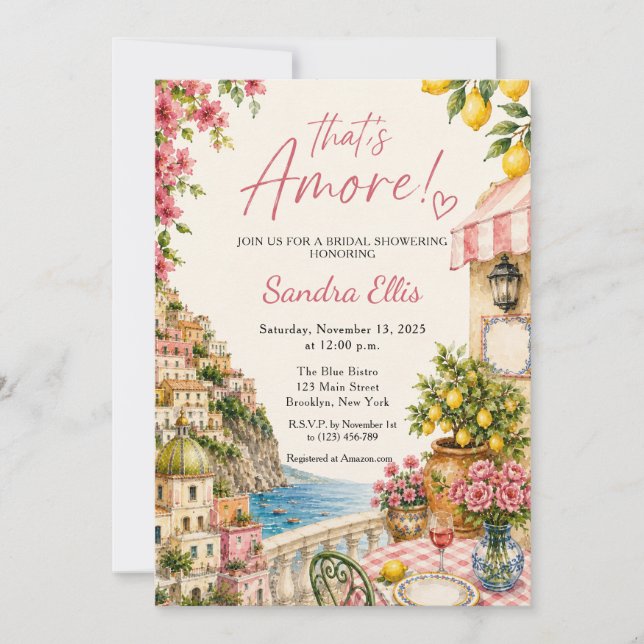 Convite Chá de Noiva Italiano That's Amore (Frente)