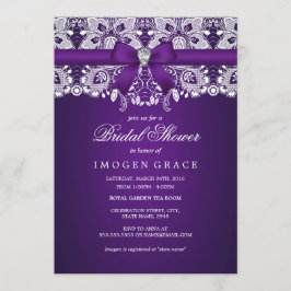 Convite Chá de Noiva Laço Roxo e Diamante Pretty Purple La
