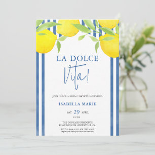 Convite Chá de Noiva Limão Mediterrâneo Dolce Vita