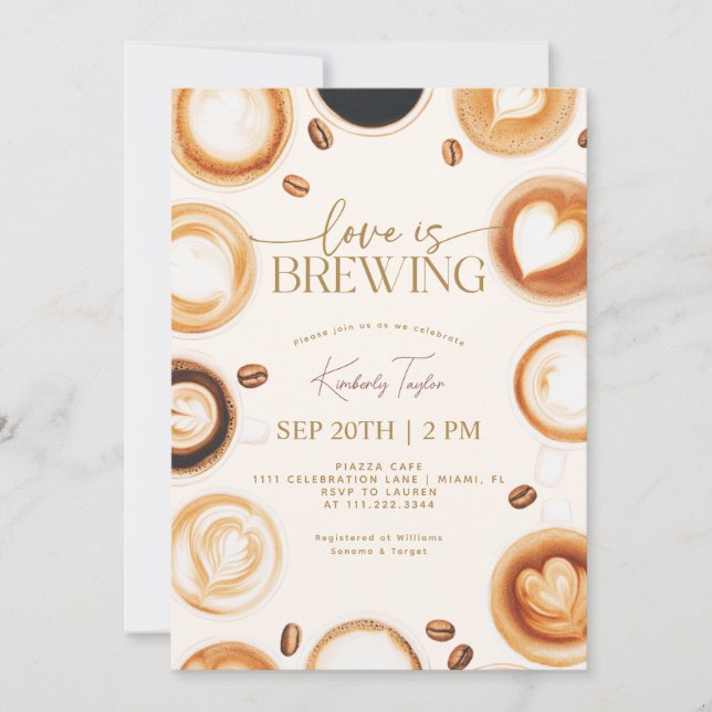 Convite Chá de Noiva Love is Brewing Coffee (Frente)