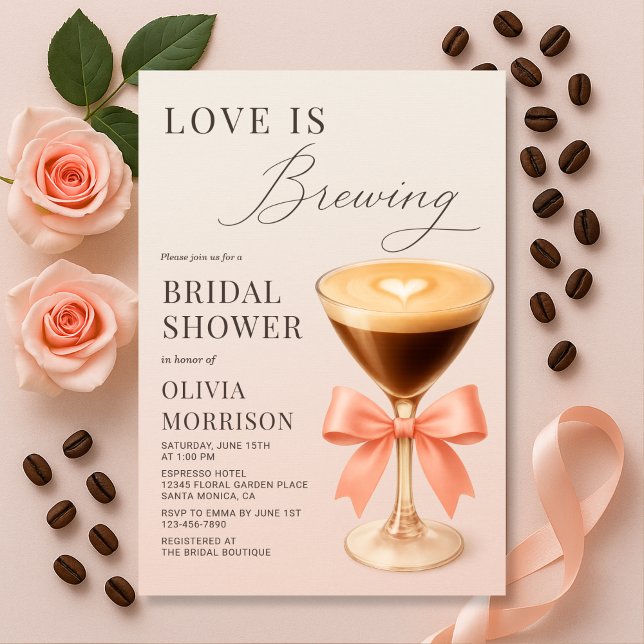 Convite Chá de Noiva Love is Brewing Espresso Martini (Criador carregado)