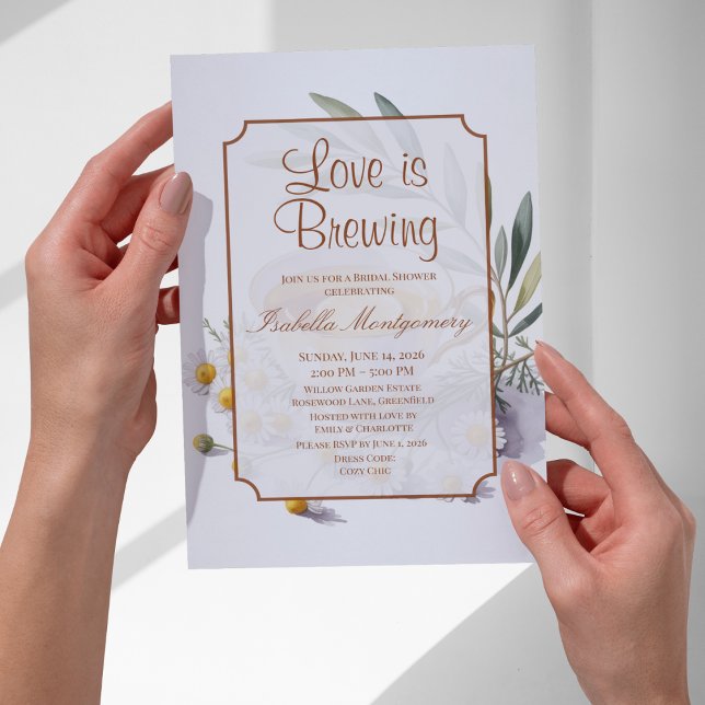 Convite Chá de Noiva Love Is Brewing Lemon Tea (Love Is Brewing Lemon Tea Bridal Shower Invitations
)