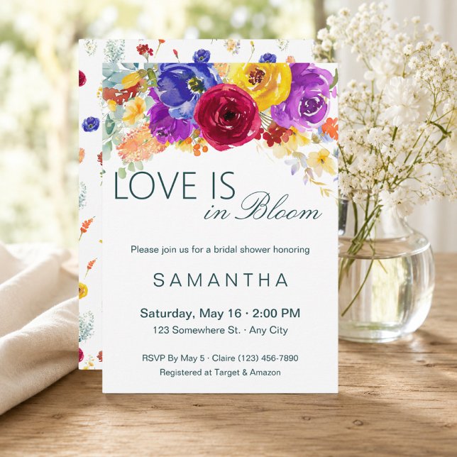 Convite Chá de Noiva Love is in Bloom (Love is in Bloom Bridal Shower Invitation)