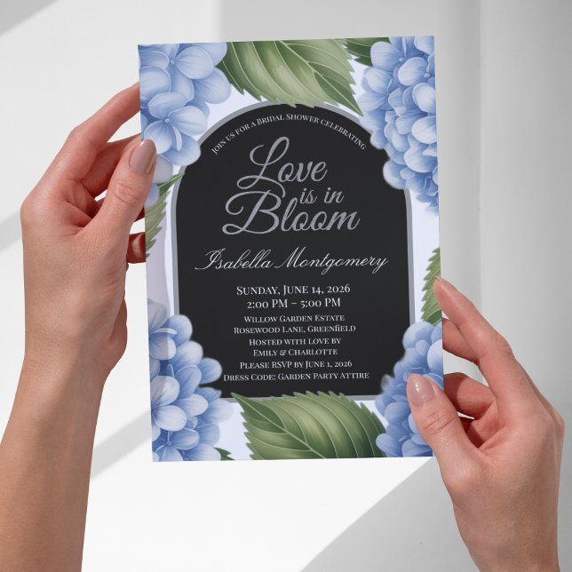 Convite Chá de Noiva Love Is in Bloom Hidrangea Única (Love Is in Bloom Unique Hydrangea Bridal Shower Invitations
)