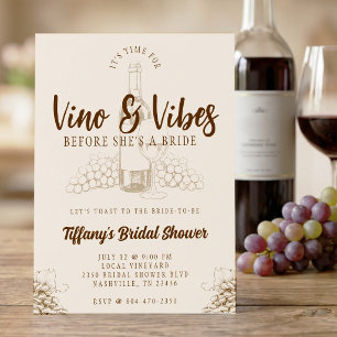 Convite Chá de Noiva Marrom Vino & Vibes
