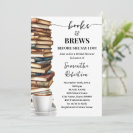 Convite Chá de Noiva Minimalista Livros e Café