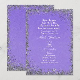 Convite Chá de Noiva Moderno com Brilho Prateado e Textura