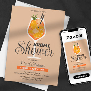 Convite Chá de Noiva Moderno Flat Laranja Aperol Spritz