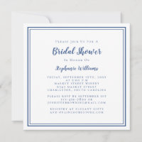 Chá de Noiva Moderno Quadrado Elegante Clássico Az