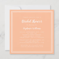 Chá de Noiva Moderno Quadrado Elegante Pêssego Bra