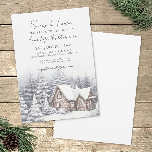 Convite Chá de Noiva Neve de Inverno (Winter Snow Bridal Shower Invitation)