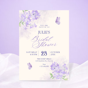 Convite Chá de noiva no jardim floral roxo