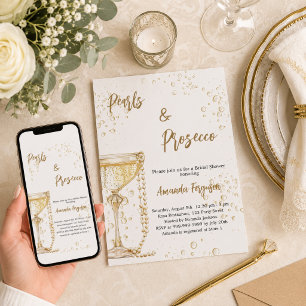 Convite Chá de Noiva Pérolas e Bolhas de Prosecco