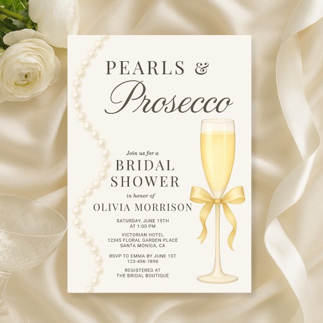 Convite Chá de Noiva Pérolas e Prosecco (Criador carregado)