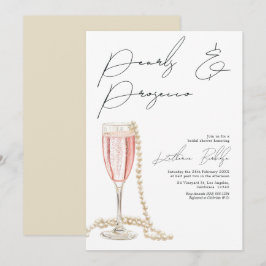 Convite Chá de Noiva Pérolas Elegantes e Prosecco