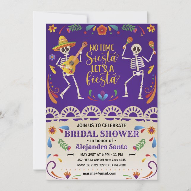Convite Chá de Noiva Personalizado Fiesta Mexicana Cinco d (Frente)