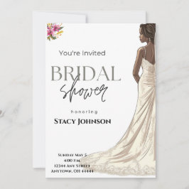 Convite Chá de Noiva personalizável para Noiva Afro-Americ