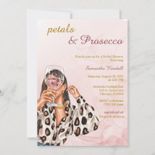 Convite Chá de Noiva Pétalas e Prosecco