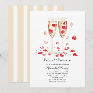 Convite Chá de Noiva Pétalas & Prosecco Champagne