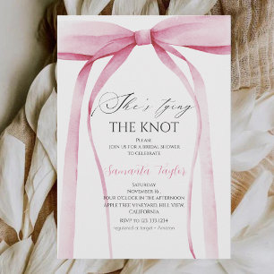 Convite Chá de Noiva Pink Bow She's Tying the Knot