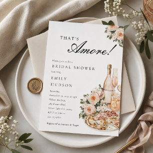 Convite Chá de Noiva Pizza Elegante Italiana That's Amore