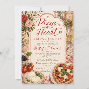Convite Chá de Noiva Pizza My Heart