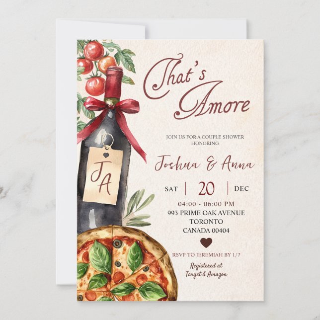 Convite Chá de Noiva Pizza Vinho Isso É Amor (Frente)