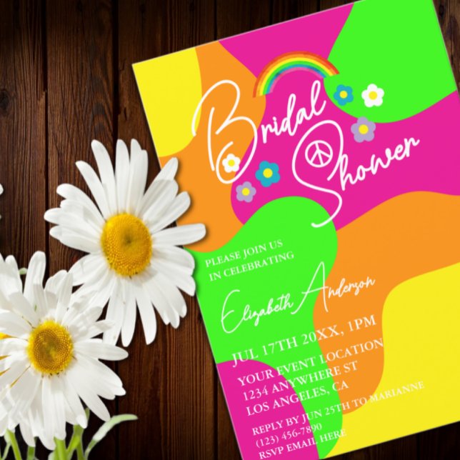 Convite Chá de Noiva Retro Funky (Criador carregado)