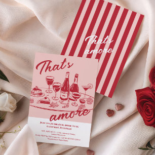 Convite Chá de noiva retrô vermelho “that's amore”