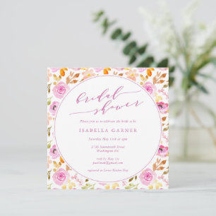 Convite Chá de Noiva Romântico com Jardim Floral Rosa