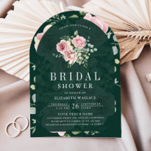 Chá de Noiva Rosa Bege Floral Verde Esmeralda