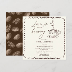 Convite Chá de Noiva Simple Love is Brewing Coffee