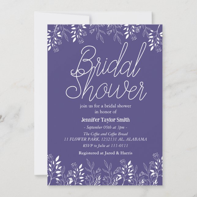 Convite Chá de noiva simples e chique de flores silvestres (Frente)