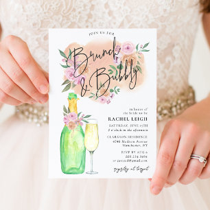 Convite Chá de Noiva Sonhador Floral com Brunch e Bolhas