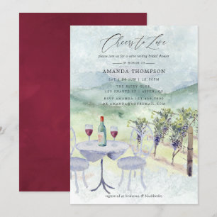 Convite Chá de Noiva temático de Degustação de Vinho com A