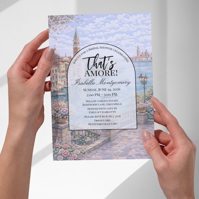 Convite Chá de Noiva Temático de Veneza Italiana (Venice Italian Themed Bridal Shower Invitations
)