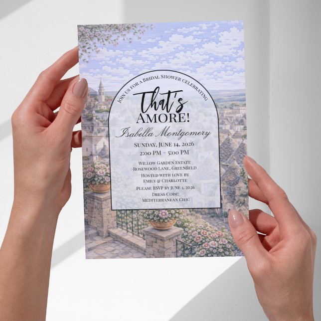 Convite Chá de Noiva Temático Italiano de Alberobello (Alberobello Italian Themed Bridal Shower Invitations
)