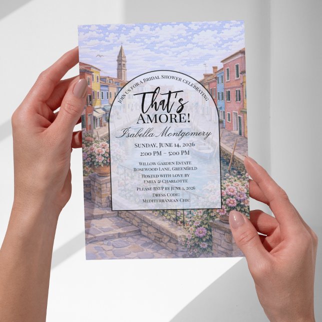 Convite Chá de Noiva Temático Italiano de Burano (Burano Italian Themed Bridal Shower Invitations
)