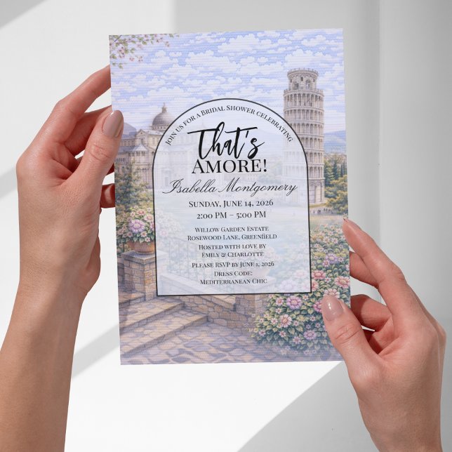 Convite Chá de Noiva Temático Italiano de Pisa (Pisa Italian Themed Bridal Shower Invitations
)
