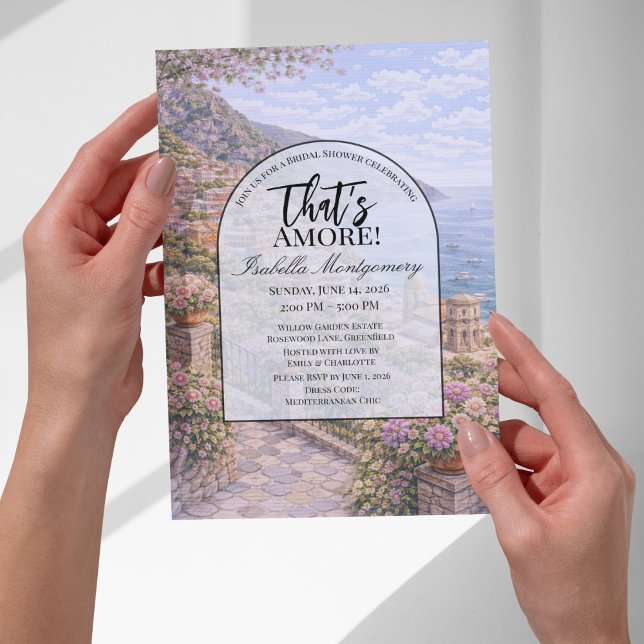 Convite Chá de Noiva Temático Italiano de Positano (Positano Italian Themed Bridal Shower Invitations
)